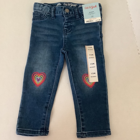Cat & Jack heart Denim  Skinny Jeans 12M - Picture 1 of 2